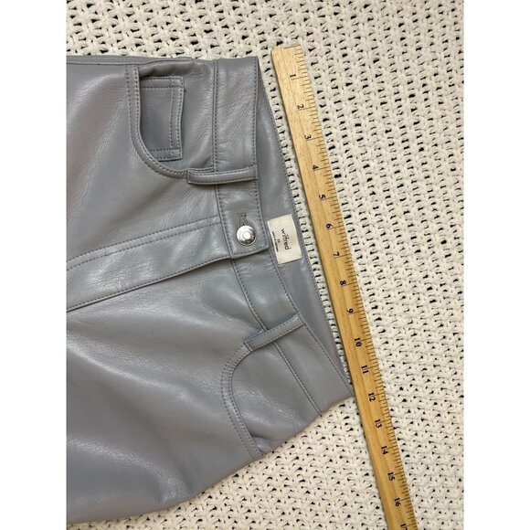 Aritzia Wilfred Gray Faux Leather Pants Women size 00 Straight Leg Moto Neutral - Picture 4 of 16